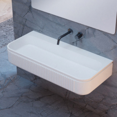 Factory Supply Quality Assurance Artificial Stone Fluted Wall Mounted Sink QJ-RG0706-1