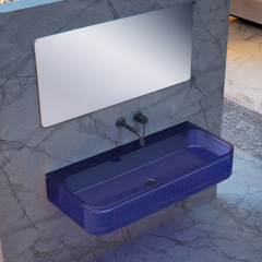 Wholesale Price Fluted Clear Wall Hung Sink QJ-RG0706T-1