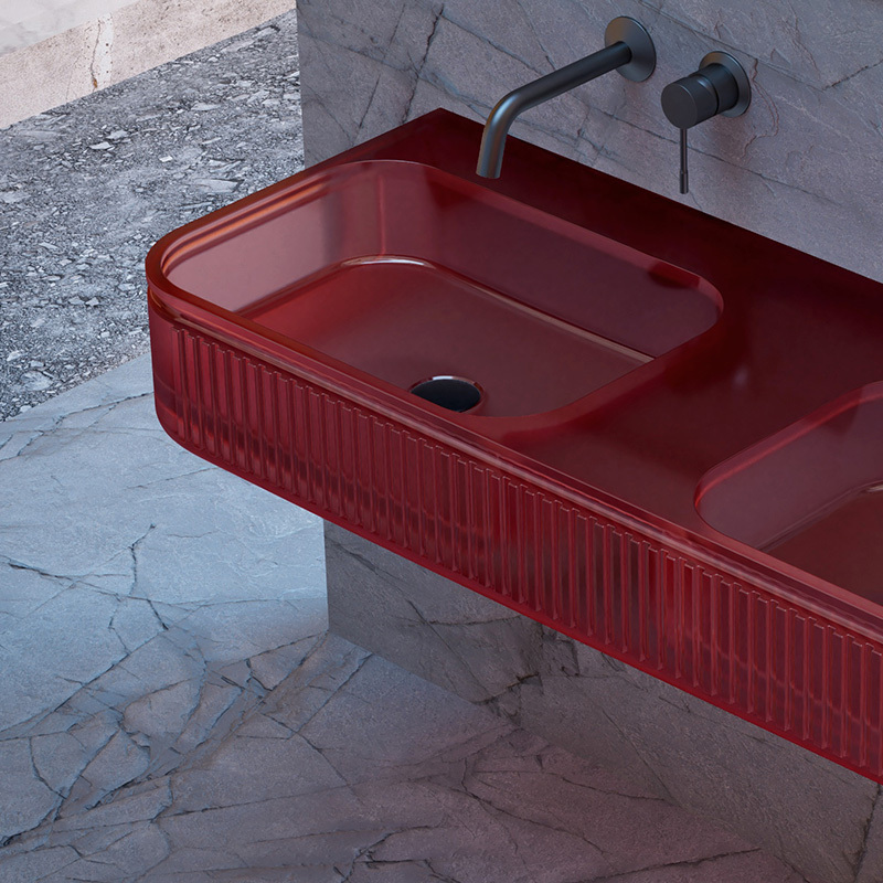 Wholesale High End Quality Luxury transparent Double Wall Mounted Sink QJ-RG0701T-5