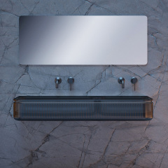 Factory Customized Transparent Double Wall Mounted Wash Basin QJ-RG0706T-5