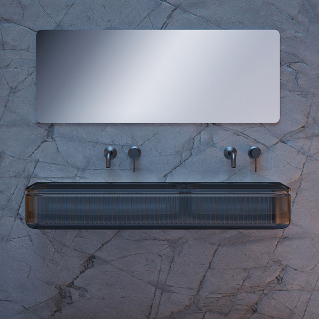 Factory Customized Transparent Double Wall Mounted Wash Basin QJ-RG0706T-5