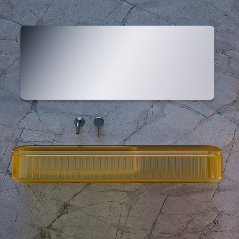 Wholesale Fashion Fluted Wall Mounted Transparent Wash Basin QJ-RG0701T-3