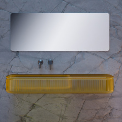 Wholesale Fashion Fluted Wall Mounted Transparent Wash Basin QJ-RG0701T-3