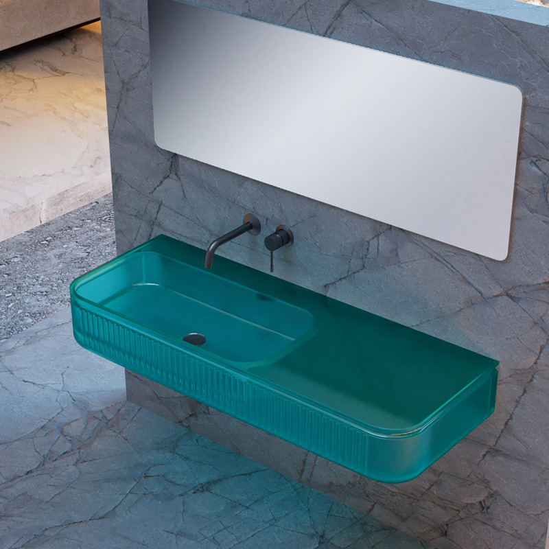 Factory Wholesale Stripe Wall Mounted Transparent Wash Basin QJ-RG0706T-3