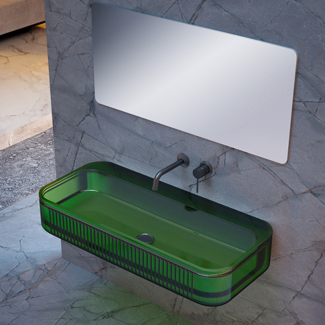 Popular Wholesale Designer Transparent Fluted Wall Hung Sink QJ-RG0701T-1