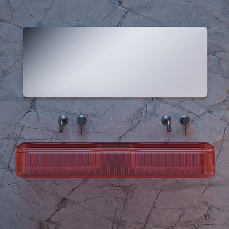 Factory Directory Fluted Clear Double Wall Mounted Sink QJ-RG0706T-2