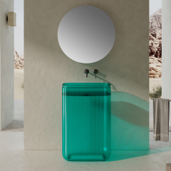 Popular Wholesale Designer Transparent Free standing Bathroom Sink QJ-RZ0702T