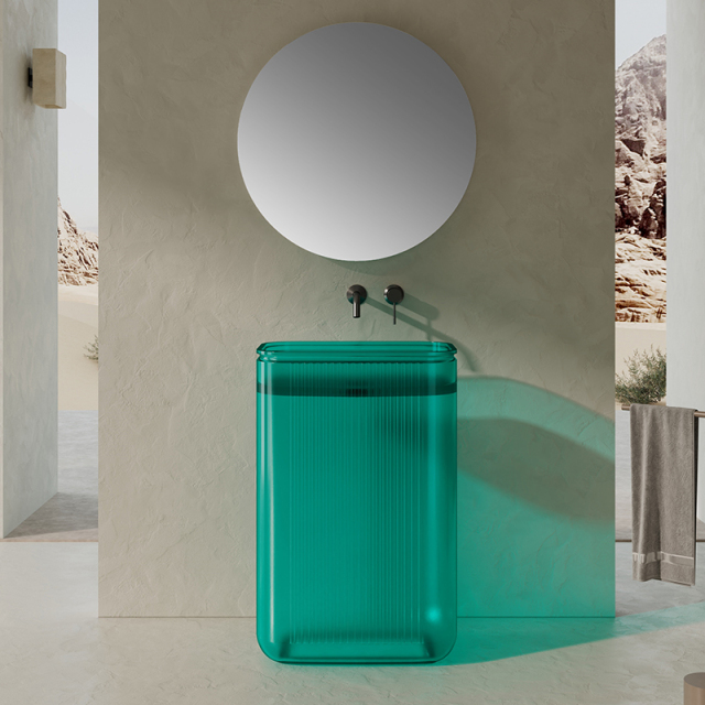 Popular Wholesale Designer Transparent Free standing Bathroom Sink QJ-RZ0702T