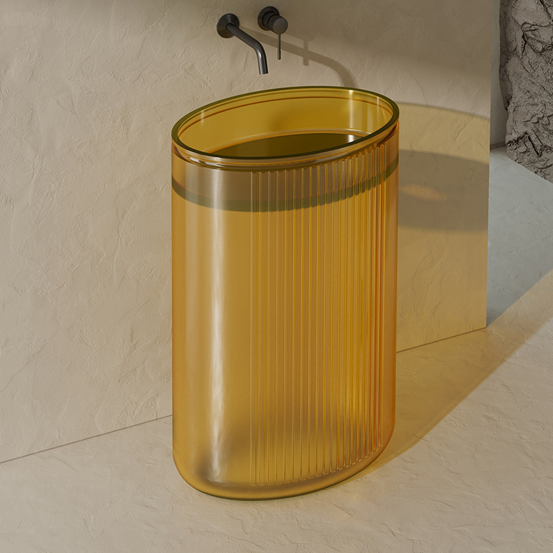 Hot Style Wholesale Transparent Resin Freestanding Pedestal Sink QJ-RZ0708T