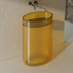 Hot Style Wholesale Transparent Resin Freestanding Pedestal Sink QJ-RZ0708T