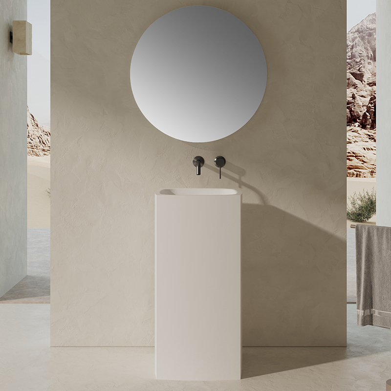 Popular Wholesale Designer Solid Surface Freestanding Pedestal Basin QJ-RZ0801
