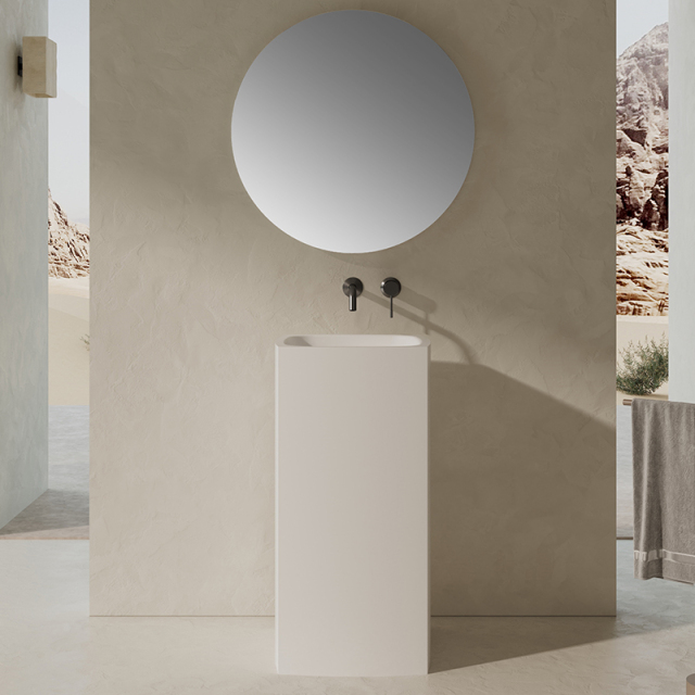 Popular Wholesale Designer Solid Surface Freestanding Pedestal Basin QJ-RZ0801