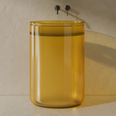 Hot Style Wholesale Transparent Resin Freestanding Pedestal Sink QJ-RZ0708T