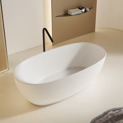 Factory Customized Freestanding Solid Surfece Oval Deep Soaking Bathtub HR-7107