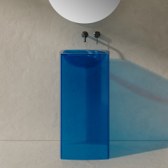 Factory Wholesale Clear Freestanding Pedestal Bathroom Basin QJ-RZ0802T