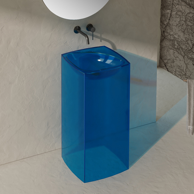 Factory Wholesale Clear Freestanding Pedestal Bathroom Basin QJ-RZ0802T