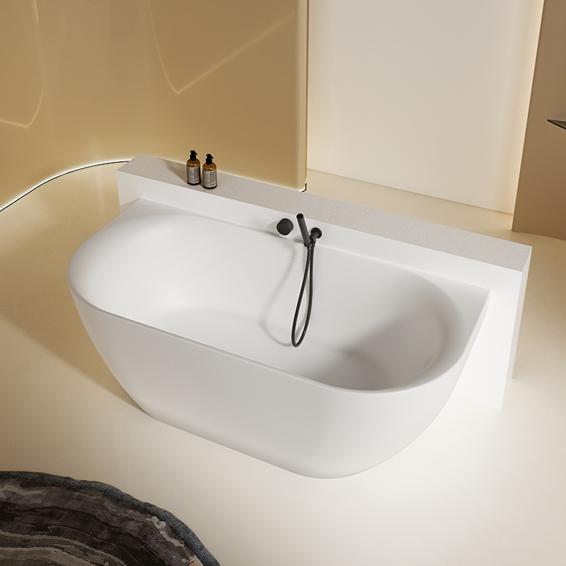 Hot Style Wholesale Solid Surface Freestanding Back to Wall Bathtub HR-7106