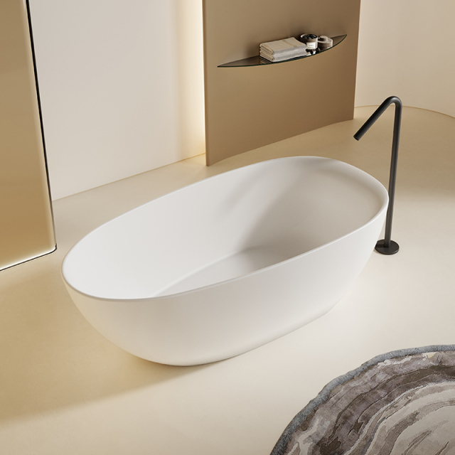 Popular Wholesale Designer  Freestanding Artificial Stone Egg-shaped Bathtub HR-7105