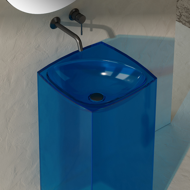 Factory Wholesale Clear Freestanding Pedestal Bathroom Basin QJ-RZ0802T