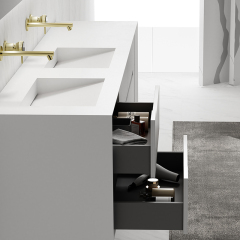 Factory Customized Double Sinks Wall Mount Cabinet Set With Drawers HB-2808