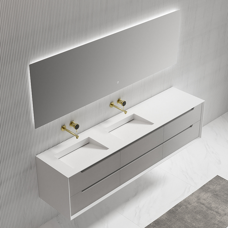 Factory Customized Double Sinks Wall Mount Cabinet Set With Drawers HB-2808