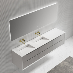 Factory Customized Double Sinks Wall Mount Cabinet Set With Drawers HB-2808
