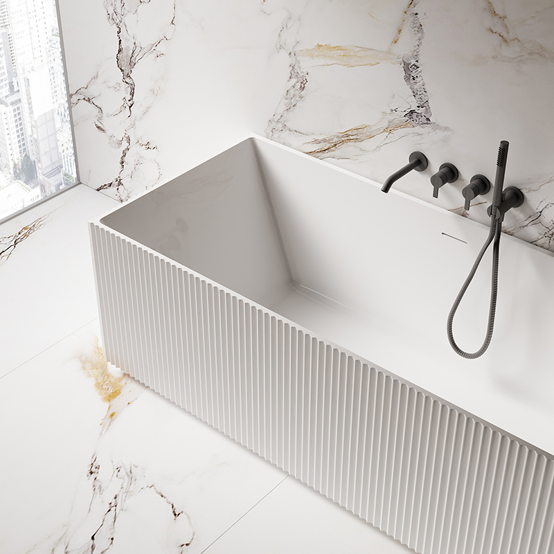 Popular Wholesale Designer Rectangular Fluted Acrylic Bathtub QJ-Y0075