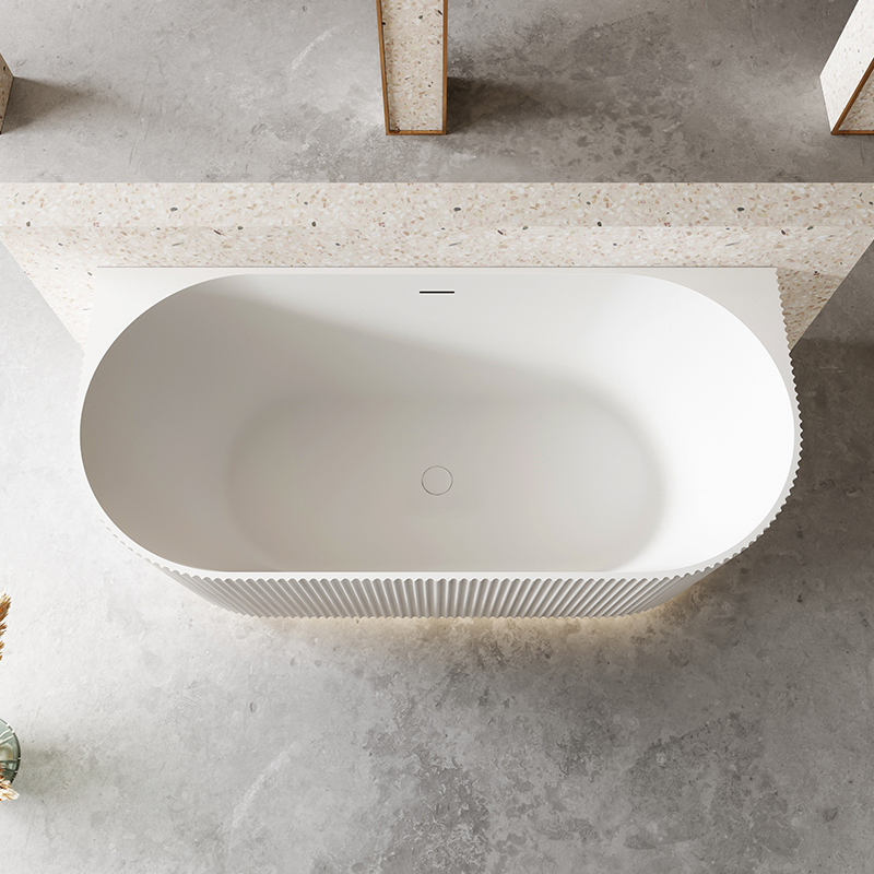 Hot Style Wholesale Oval Fluted Acrylic Back to Wall Bathtub QJ-Y0076