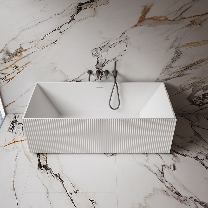 Popular Wholesale Designer Rectangular Fluted Acrylic Bathtub QJ-Y0075