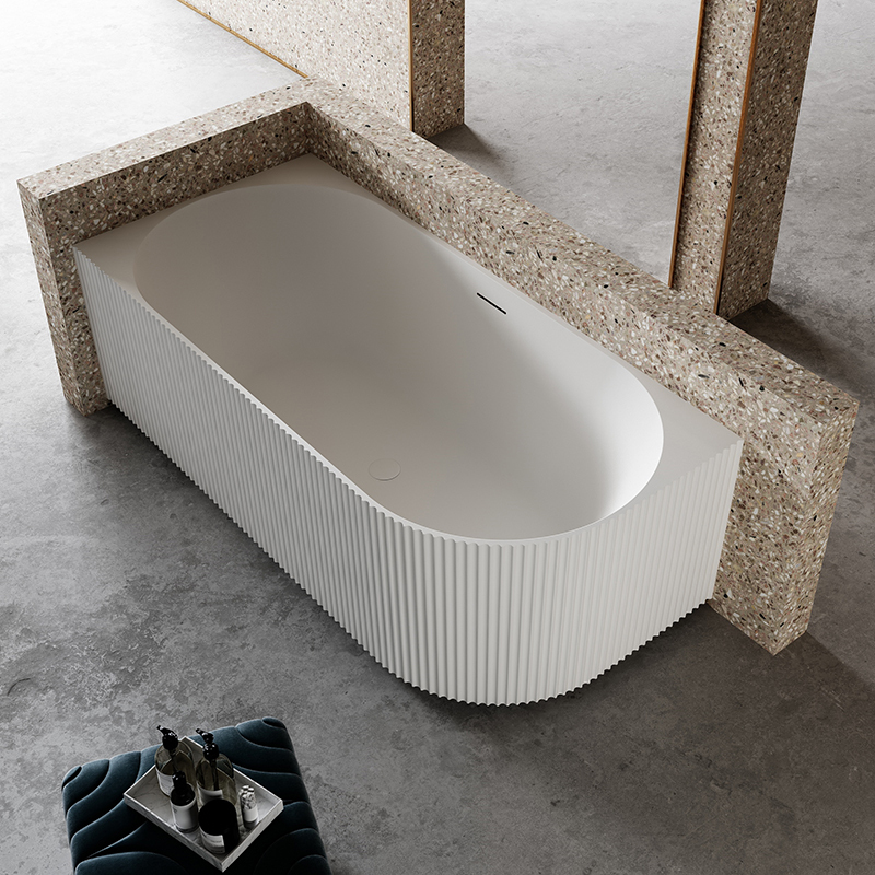 China Wholesale Factory Fluted Acrylic Corner Bathtub QJ-Y0073