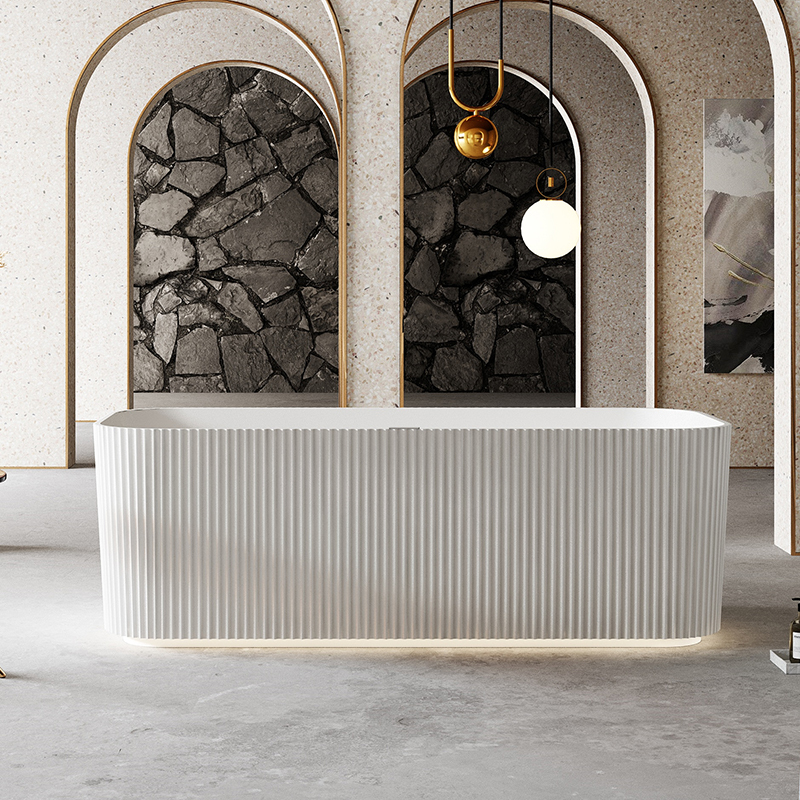 Quality Wholesale Unique Design Freestanding Fluted Acrylic Bathtub QJ-Y0072