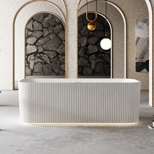 Quality Wholesale Unique Design Freestanding Fluted Acrylic Bathtub QJ-Y0072