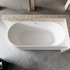 China Wholesale Factory Fluted Acrylic Corner Bathtub QJ-Y0073