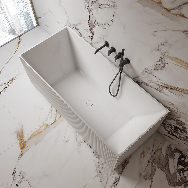 Popular Wholesale Designer Rectangular Fluted Acrylic Bathtub QJ-Y0075