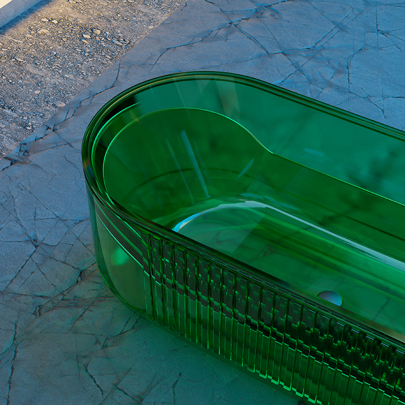Factory Supply Quality Assurance Oval Fluted Freestanding Transparent Bathtub QJ-R0701T