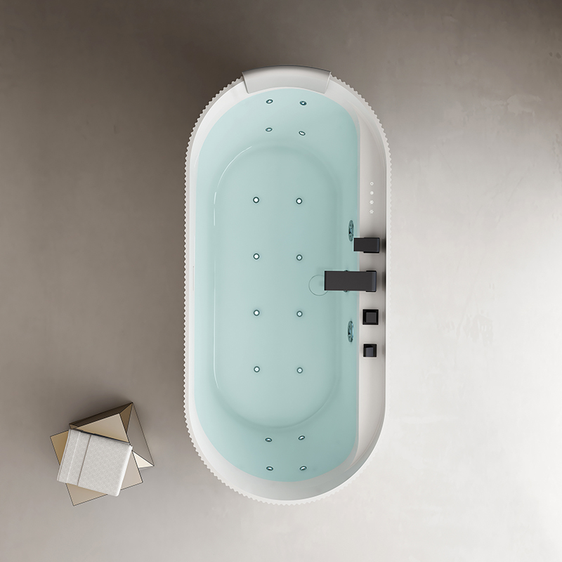 Wholesale Price Fluted Freestanding Acrylic Water Massage Bathtub QJ-Y0081M