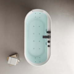Wholesale Price Fluted Freestanding Acrylic Water Massage Bathtub QJ-Y0081M