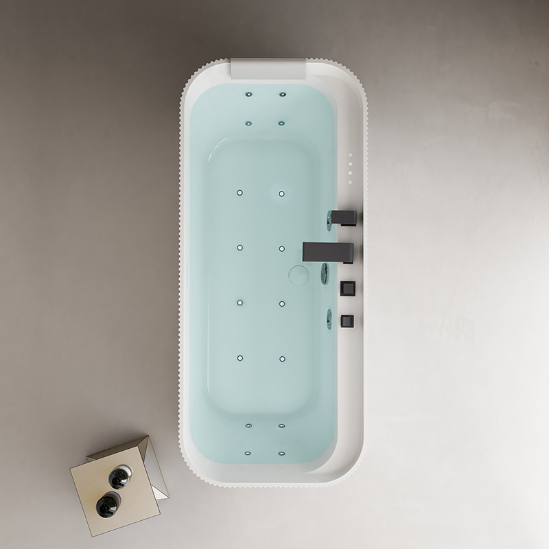 Factory Wholesale Fluted Freestanding Acrylic Air Bubble Massage Bathtub QJ-Y0082M