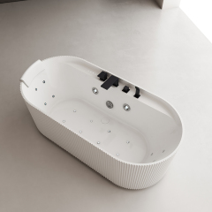 Wholesale Price Fluted Freestanding Acrylic Water Massage Bathtub QJ-Y0081M