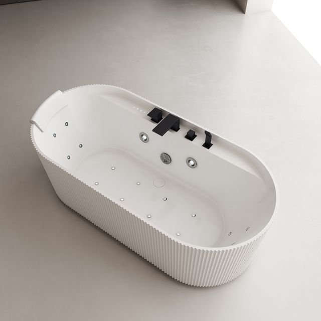 Wholesale Price Fluted Freestanding Acrylic Water Massage Bathtub QJ-Y0081M