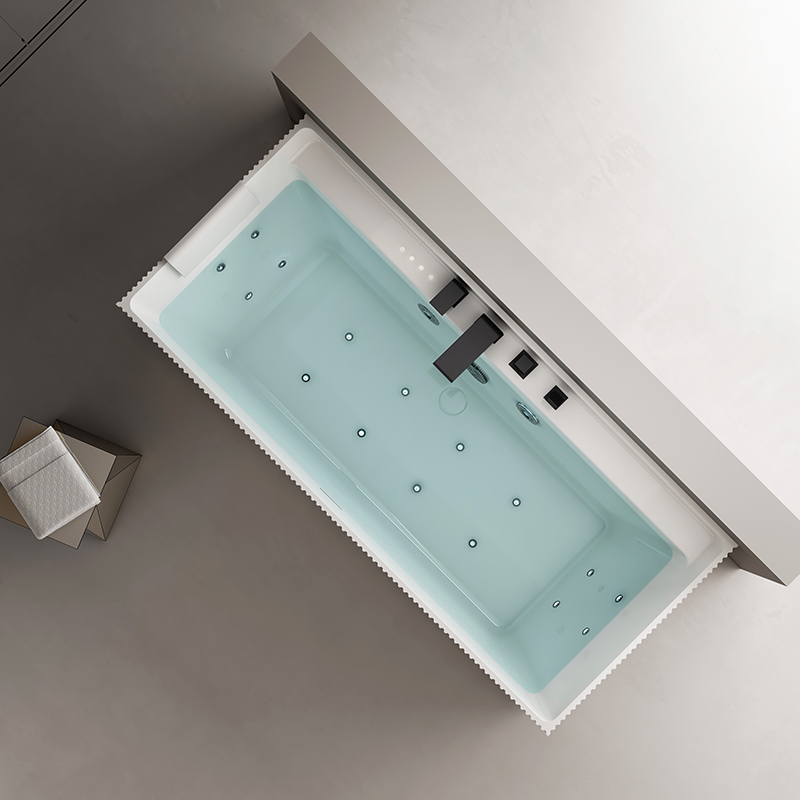 Wholesale Manufacturer Fluted Retangular Back to Wall Acrylic Revive Heated Massage Bathtub QJ-Y0085M