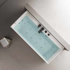 Wholesale Manufacturer Fluted Retangular Back to Wall Acrylic Revive Heated Massage Bathtub QJ-Y0085M