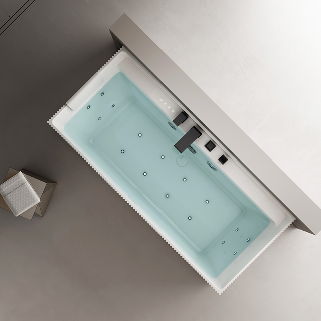 Wholesale Manufacturer Fluted Retangular Back to Wall Acrylic Revive Heated Massage Bathtub QJ-Y0085M