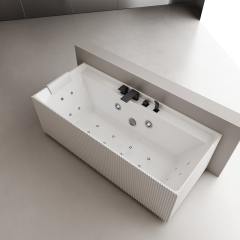 Wholesale Manufacturer Fluted Retangular Back to Wall Acrylic Revive Heated Massage Bathtub QJ-Y0085M