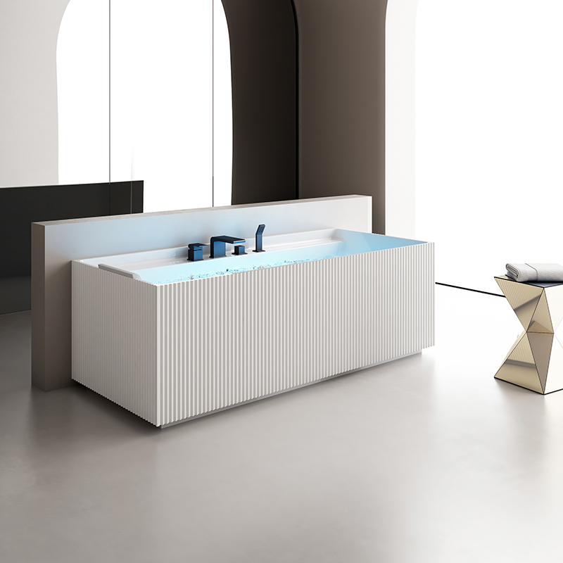 Wholesale Manufacturer Fluted Retangular Back to Wall Acrylic Revive Heated Massage Bathtub QJ-Y0085M