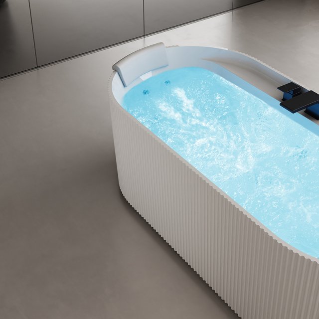 Wholesale Price Fluted Freestanding Acrylic Water Massage Bathtub QJ-Y0081M