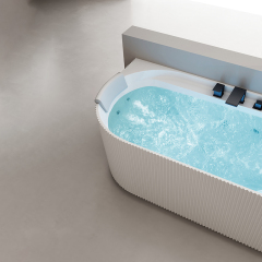Factory Supply Quality Assurance Fluted Oval Back to Wall Acrylic Revive Heated Massage Bathtub QJ-Y0086M