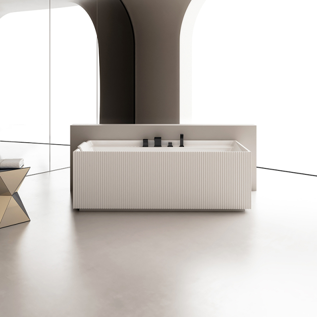 Wholesale Manufacturer Fluted Retangular Back to Wall Acrylic Revive Heated Massage Bathtub QJ-Y0085M