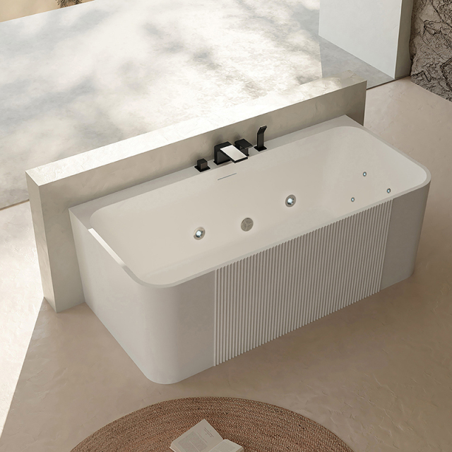 Wholesale High End Quality Back to Wall Soak Heated Massage Bathtub HR-2006M