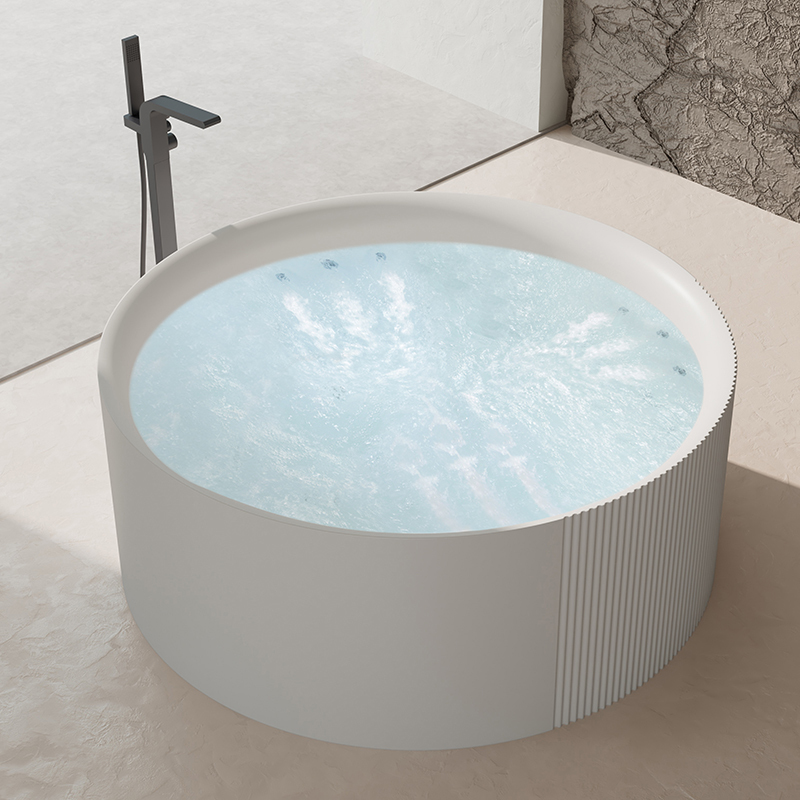 Factory Customized Freestanding Round  Whirlpool Air Bubble Massage Bathtub QJ-Y0029M